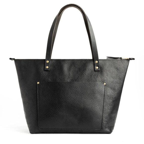 Portland Leather, Medium Zipper Tote Bag, Black Pebbled Leather, BNNU - Picture 11 of 14